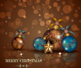 Brown christmas background with baubles vector