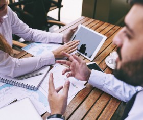 Business discussion of men and women Stock Photo 01