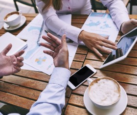 Business discussion of men and women Stock Photo 02