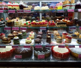 Cake dessert display cabinet Stock Photo