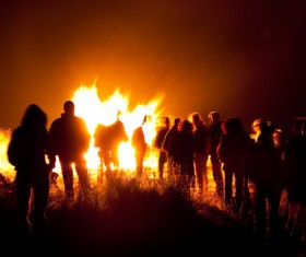 Campfire party Stock Photo