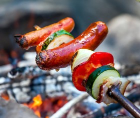 Camping barbecue Stock Photo