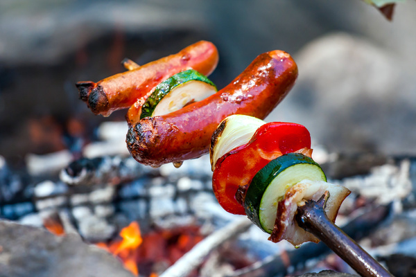 Camping barbecue Stock Photo