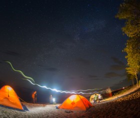 Camping enthusiasts Stock Photo