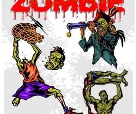 Cartoon zombie illustration vector set 01