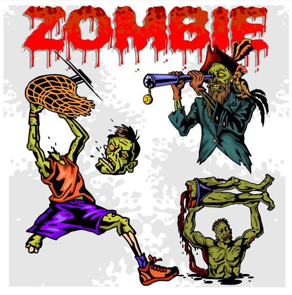 Cartoon zombie illustration vector set 01
