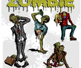 Cartoon zombie illustration vector set 02