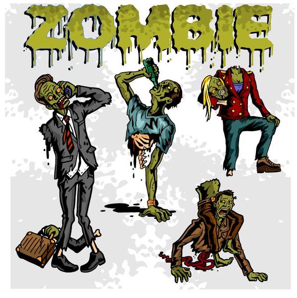 Cartoon zombie illustration vector set 02
