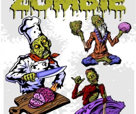 Cartoon zombie illustration vector set 03
