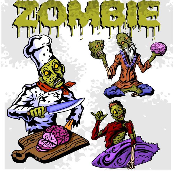Cartoon zombie illustration vector set 03