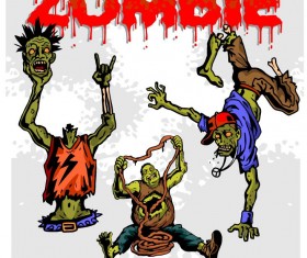 Cartoon zombie illustration vector set 04