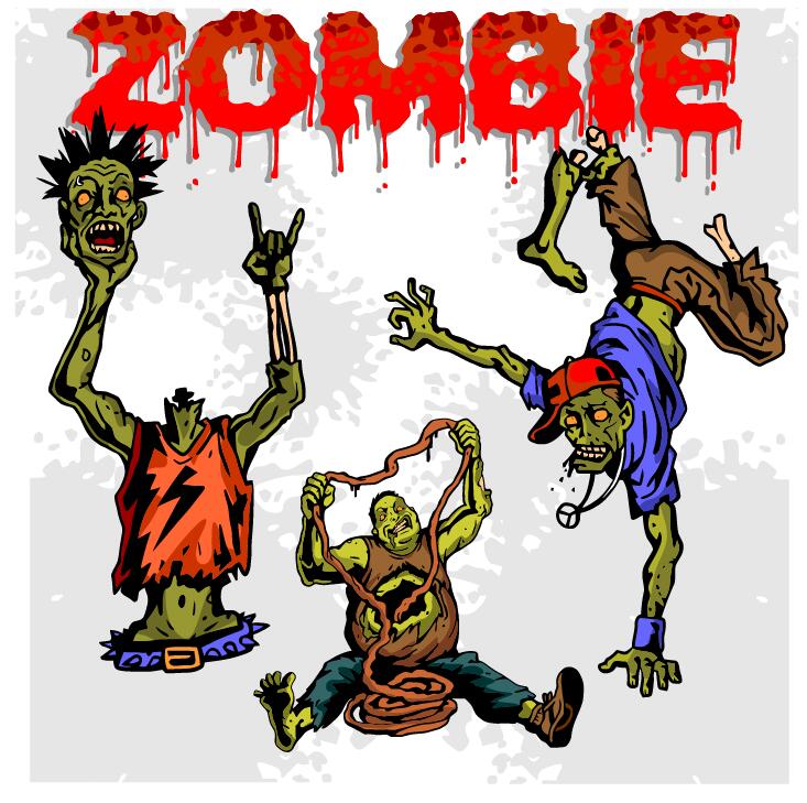 Cartoon zombie illustration vector set 04