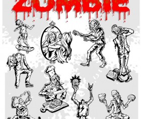 Cartoon zombie illustration vector set 05
