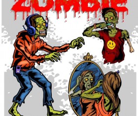 Cartoon zombie illustration vector set 06