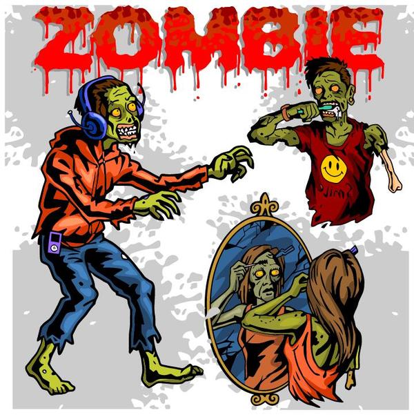Cartoon zombie illustration vector set 06