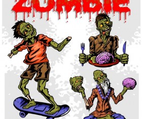 Cartoon zombie illustration vector set 07