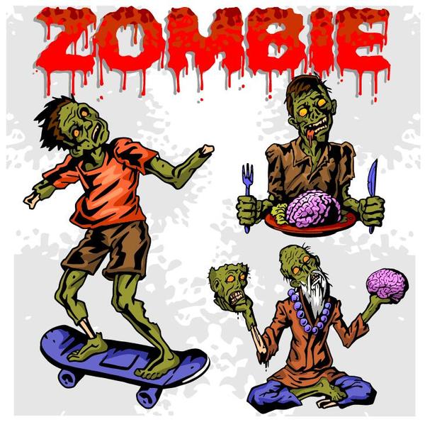 Cartoon zombie illustration vector set 07