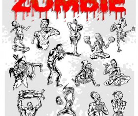 Cartoon zombie illustration vector set 08