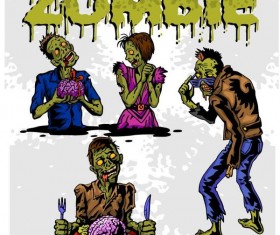 Cartoon zombie illustration vector set 09