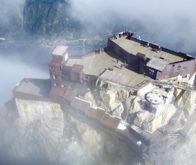 Chamonix France Blanc peak viewing platform Stock Photo