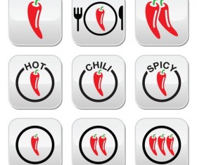 Chili pepper icons set