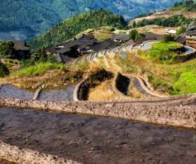 Chinese Guangxi Longji terrace Stock Photo
