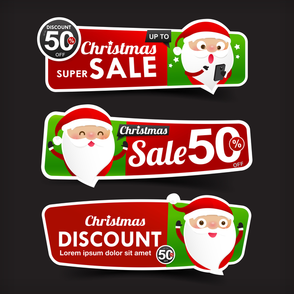 Christmas Sale red and green web banner vector