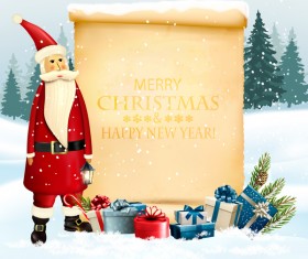 Christmas background with Santa Claus and old paper vector