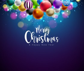 Christmas balls with color xmas background vector