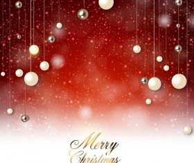 Christmas baubles decor with red background vector