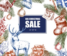 Christmas big sale hand drawn colored vector