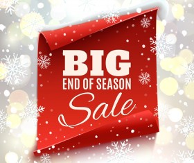 Christmas big sale poster with red paper banner vector 02