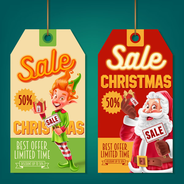Christmas big sale tags template vector