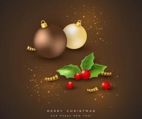 Christmas brown background with xmas balls decorative vector 02