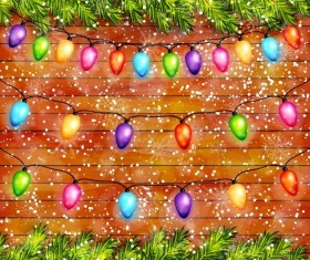 Christmas bulb decor with wooden background vector