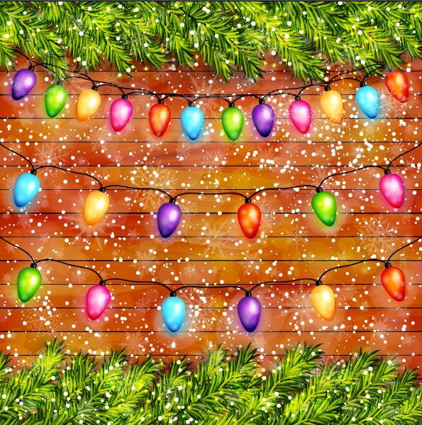 Christmas bulb decor with wooden background vector