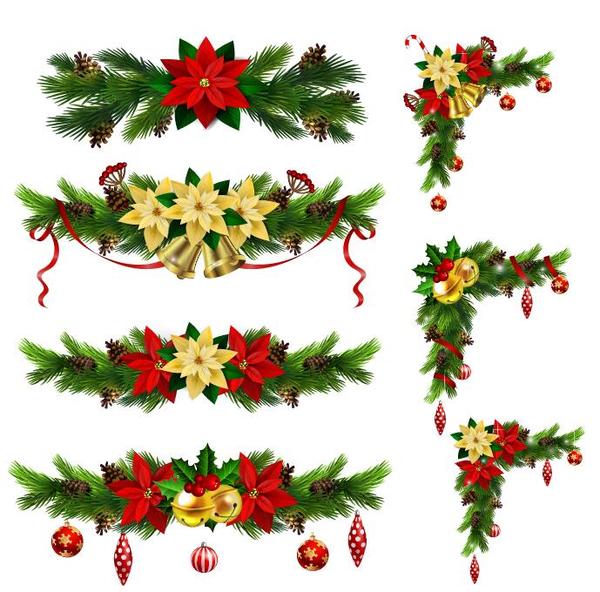 Christmas corner decorative with borders vector 05 free download
