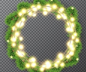 Christmas fir-tree wreath with light bulb decor vector