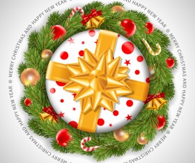 Christmas gift wreath vector