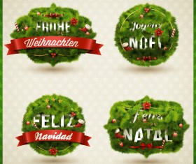 Christmas green labels illunstration vector
