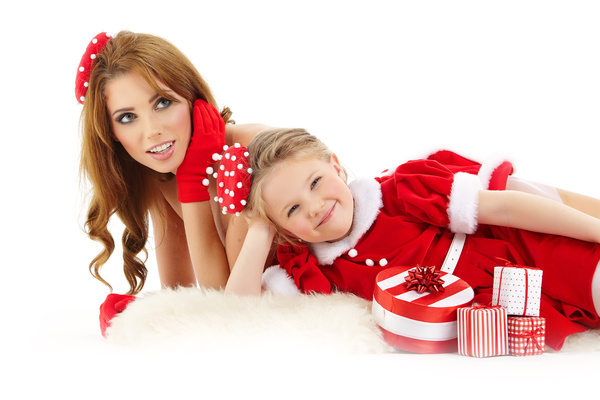 Christmas mothers and daughters Stock Photo 06