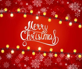 Christmas red background with light bulbs decorative vector