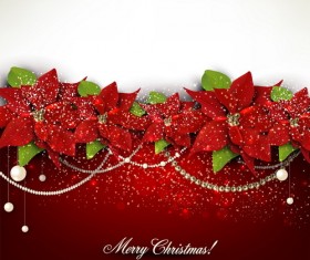 Christmas red background with shiny jewelry vector 01