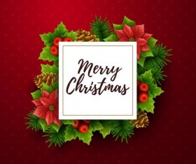 Christmas red greeting card template vector