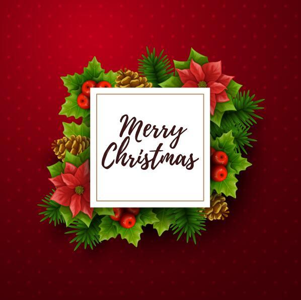 Christmas red greeting card template vector free download