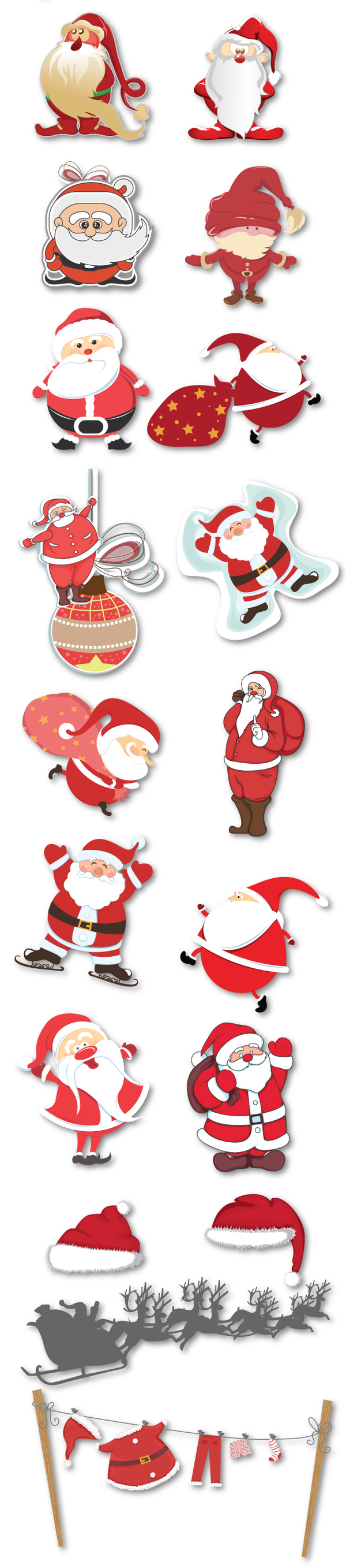 Christmas santa vector illustration set