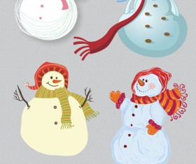 Christmas snowmen design vector set