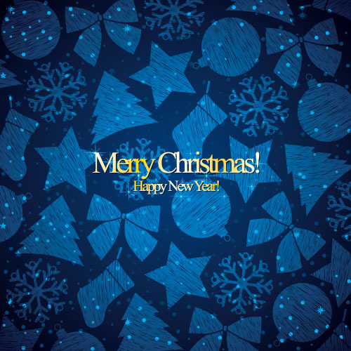 Christmas with new year blue pattern vectors