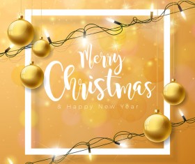 Christmas with new year card and neon bulb vector 02