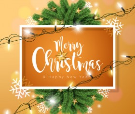 Christmas with new year card and neon bulb vector 03